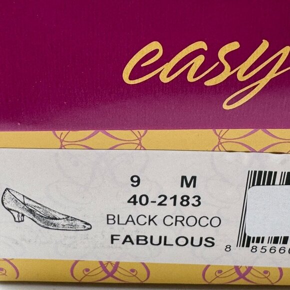 Easy Street Womens Fabulous Black Crocodile Embossed Heels Pumps Size 9 - Picture 9 of 9